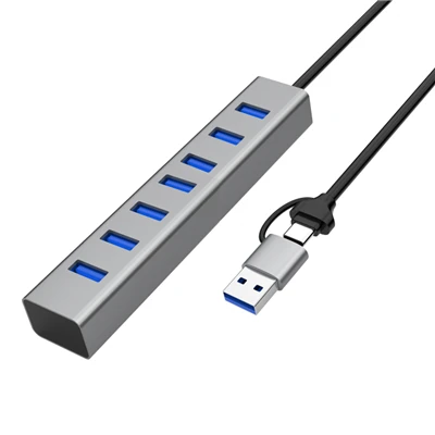هاب 7 پورت USB 3.0 ساخته شده-در کابل رابط دوگانه