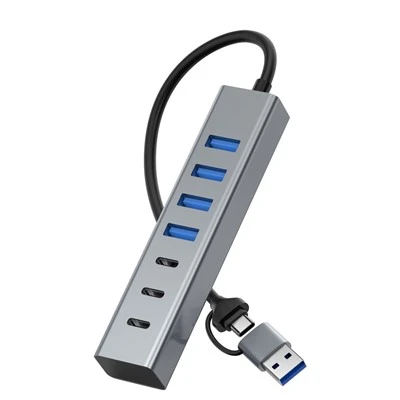 USB Hub 7Port با 3x USB C 3.0 و 4x USB A 3.0